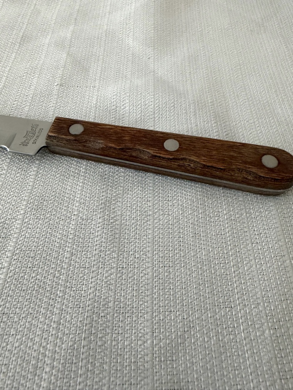 Vintage Stainless Serrated Knife Wood Handle 
R.S. Made in Japan Exc Cond
(F144) - Picture 4 of 10